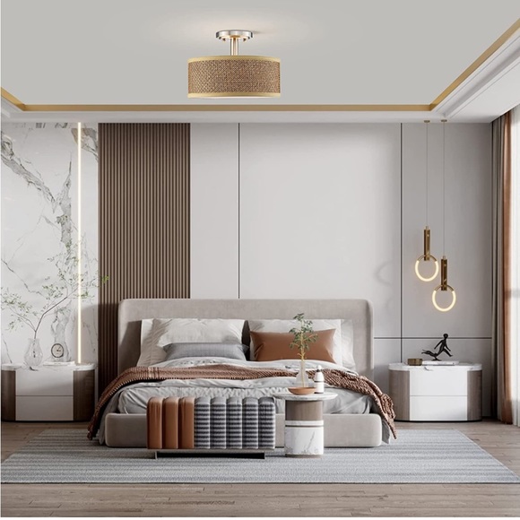 Doraimi Lighting Mid Century Modern Ceiling Light Brushed Nickel 12” Mack Paper - Picture 6 of 6